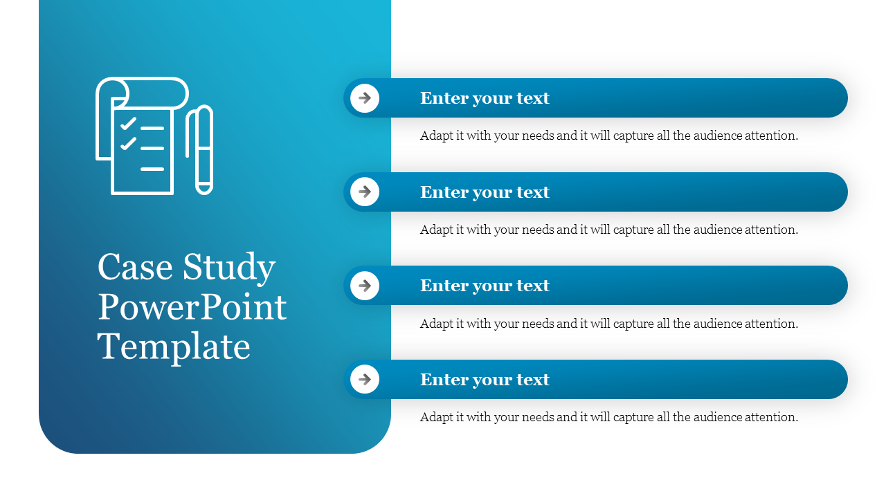Case Study PowerPoint Template Designs With Four Node